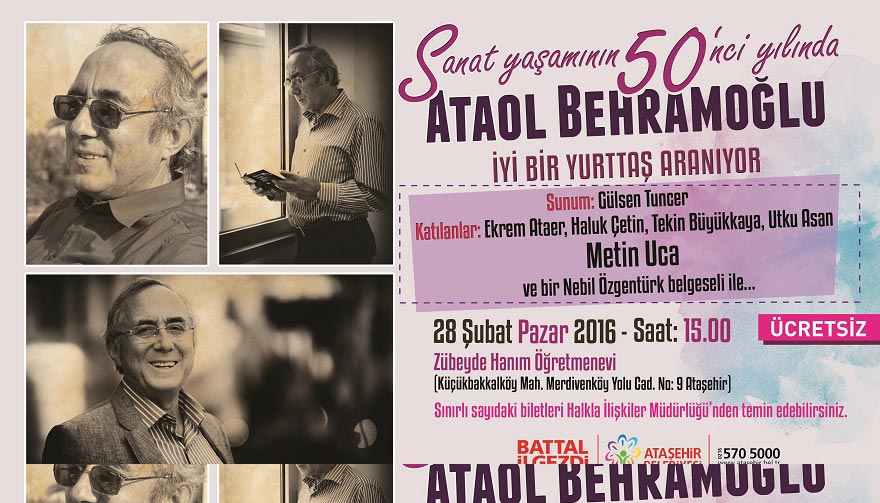 ATAOL BEHRAMOĞLU İÇİN ATAŞEHİR'DE 50. SANAT YILI KUTLAMASI Ataol Behramoglu